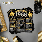 60th Birthday Napkins Party Decorations, 50 Pcs Black Gold Disposable Paper Napkins for Men Women, Back in 1966 Cheers to 60 Years Table Decor, 2 Ply Cocktail Anniversary Party Supplies