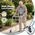 Folding Walkers for Seniors, Lightweight Rolling Walker with 8 Height Adjustments, 350 lbs Capacity, Hand Grips, Aluminum Front Wheel Walker with 2 Skis and 5" Wheels for Elderly Adults and Handicap