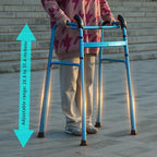 Foldable Stair Climbing Walker for Seniors, Adjustable Height Wheel-Free Walking Aid, Lightweight Aluminum Alloy Support Up to 300lbs, Portable Stair Assist Bar for Elderly & Mobility Impaired