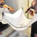 1 pcs Beard Shaving Apron for Men Barber Hair Catcher Cape, Leak-Proof Adjustable Neck Strap, Waterproof Grooming Cape for Home Salon Barber Shop, White