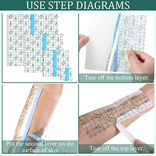 BBTO 100 Pcs Transparent Stretch Adhesive Bandage Waterproof Clear Patches Cover Protective Shower Film Wrap (2,4,6,8 Inch)