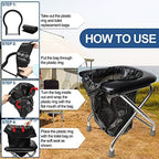 BLIKA Portable Toilet for Camping, 350LBS Stainless Steel Foldable Camp Travel Toilet with Soft Seat for Adults, 16.5-Inch Portable Toilet for Truckers, Camping, RV Travel, Road Trips, Outdoor Use