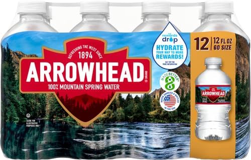 Arrowhead Mountain Spring Water Bottles, 24 Pack - Still Bottled Water with Naturally Occurring Minerals & Electrolytes for Taste - 12 Fl Oz