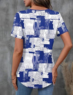 LOMON Womens Criss Cross Short Sleeve T-Shirts V-Neck Floral Summer Blouse Tops