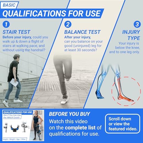 iWALK3.0 – The Original Hands Free Knee Crutch - Alternative to Crutches and Knee Scooters - iWALK Replaces Crutches for Adults - Peg Leg Crutch For Lower Leg Injuries - See All Qualifications for Use - Not for Elderly or Balance Impaired