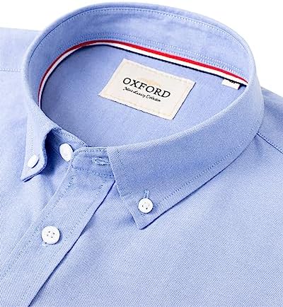 Alimens & Gentle Mens Solid Oxford Shirt Long Sleeve Dress Shirt Work Casual Button Down Shirts with Pocket