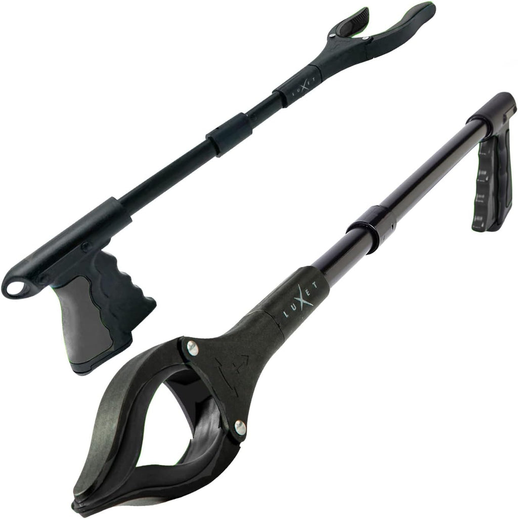 Grabber Reacher Tool 19" Aluminum Magnetic Claw, Rotating Reacher Grabber Pickup Tool, Foldable Gripper Grabbers for Elderly Grab it Reaching Tool, Trash Grabbers and Pickers, Black, By Luxet 2-Pack