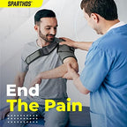 Sparthos Shoulder Brace - Adjustable Support Sleeve for Torn Rotator Cuff, AC Joint Relief, Shoulder Stability & Compression - Fits Bicep 10-14 in, Left or Right, Men & Women - Measure Before Purchase