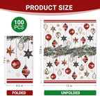 100 PCS Christmas Balls Disposable Paper Napkins, Xmas Pine Cone Needle Bathroom Hand Towels Decorative Dinner Guest Napkin, Winter Holiday Snowflake Kitchen Dinning Table Party Decor 8 x 4 In