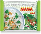 Mama Oriental Style instant noodles Mix Flavor Bundle Package Total 30 Packs (3 Flavor Clear Soup Mix (Flat Noodle, Rice Vermicelli, and Chand Noodle) 3 Flavor 10 bag each total 30 bags