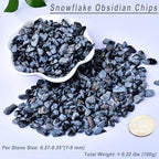 Erliway 100g Natural Snowflake Obsidian Crystal Chips, 7-9mm Tumbled Chips Crushed Crystal Stone, Polished Crystal Chip for Fish Tank, Healing Tumbled Crystal Chip for Reiki Jewelry Making Home Décor