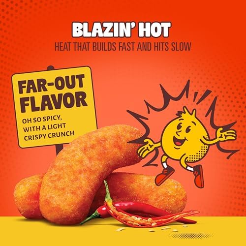 Hippeas Chickpea Puffs, Blazin' Hot, 18 x 0.75 oz Bags, Baked Crunchy Chickpea Snacks with 3g Plant Protein, 2g Fiber & 40% Less Fat, Dairy & Gluten Free, Non-GMO, Top 9 Allergen Free
