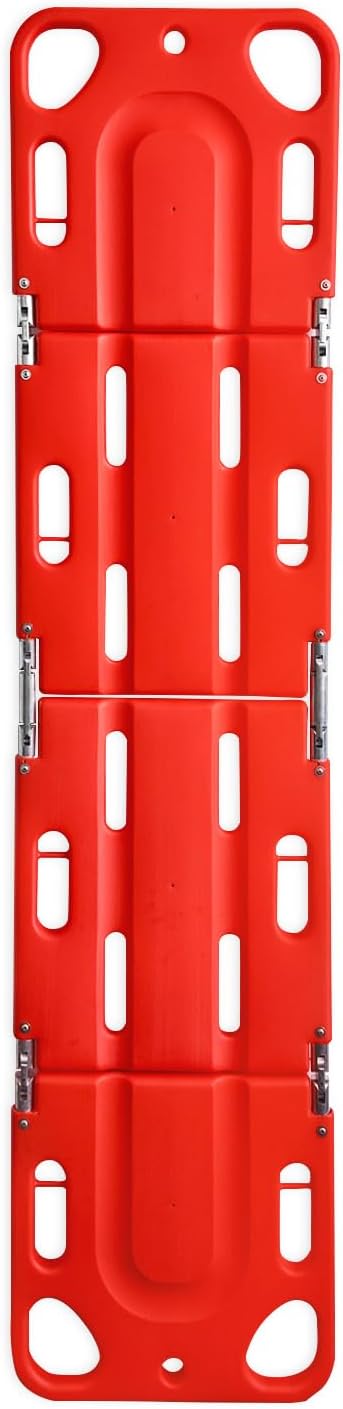 Folding Plastic Spinal Board Stretcher, Water-Floatable Lightweight Rescue Stretcher, Compact Foldable Design for Outdoor and Emergency Evacuation (4-Fold)