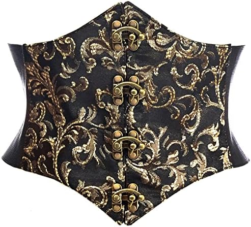 Lavish Dark Crushed Velvet Corset Belt Cincher w/Clasps