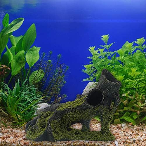 Aquarium Artificial Tree Hole Resin Aquarium Ornament, Resin Tree Stump Branch for Reptile Habitat Decoration, Tree Trunk Fish Tank Decoration Aquarium Hideaway Rock Cave House Hide Hut
