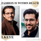 LKEYE Progressive Multifocus Reading Glasses Men No Line Multifocal Transition Blue Light Readers Metal Wide Frame Eyeglasses