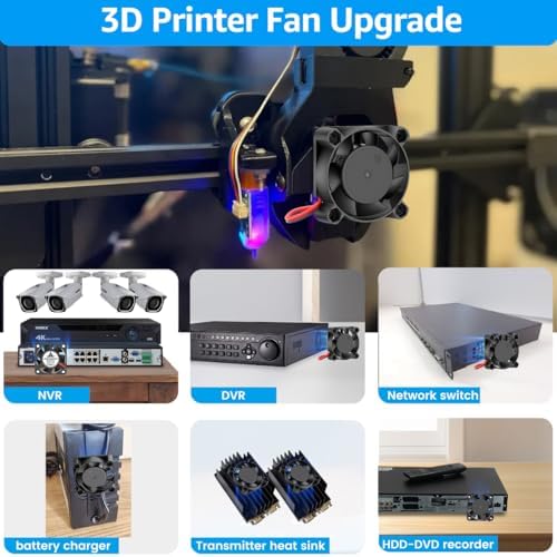 GDSTIME 2Pcs 40mm x 10mm 3D Printer Cooling Fan 12V, DC Brushless Dual Ball Bearing Mini 4010 Fans 2 Pin with 39 Inches Cable for DVRs NVR DVD Switchs Heat Sink Battery Charger
