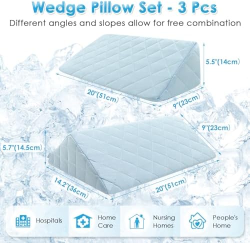 NEPPT Wedge Pillow Body Position Wedges Back Positioning Elevation Pillow Case Pregnancy Bedroom Eevated Body Alignment Ankle Support Pillow Leg Bolster (3-in-1 Cooling)