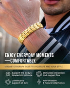 MagnetRX® Magnetic Bracelets for Men - EllipseMAX 5X Strength 5,000 Gauss Magnets - Designed in USA & Patent Pending - Premium Titanium Mens Magnetic Bracelet & Adjustable Length (Gold)