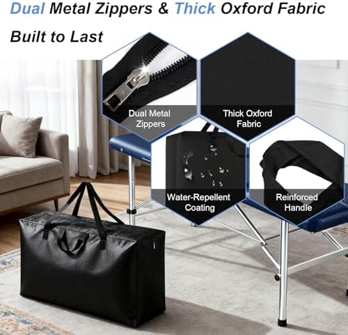 Qivine Upgrade Massage Tables Bag, 28-37 Inch Portable Spa Bed Lightweight Bag, Physical Therapy Table Carry Case with Durable Zipper Tear-Resistant Oxford for Folding Table