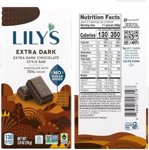Lily’s Dark Chocolate Lovers Variety Pack – 6 Pack (Dark Almond, Etra Dark 70%, Dark 70% Sea Salt, Salted Almond, 85%, Intensely Dark 92%)