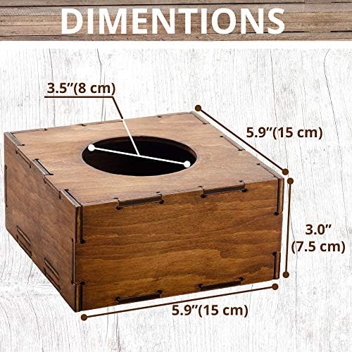Wooden Tissue Paper Napkin Square Box Cover Storage Brown Decorative Holder Baby Wipes Dispenser Decor Case Container with Slide-Out bottom panel for Kitchen Living Room Office Restaurant Bar