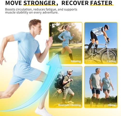 CAMBIVO 3-Pair Calf Compression Sleeves for Men & Women – Footless Socks for Shin Splints & Leg Pain Relief, 1 Pair Available