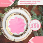 Perfectware 2 Ply Pink Beverage Napkins- Pack of 250ct