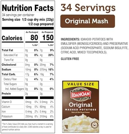 Idahoan Original Mashed Potatoes, Value Size 26.20 oz (pack of 8)