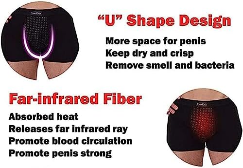4 Pack with Built-in Pouch Support Magnetic Therapy Enlargement Boxer Brief Men's Underwear Breathable Inner Pants (Color : Gray, Size : Large)