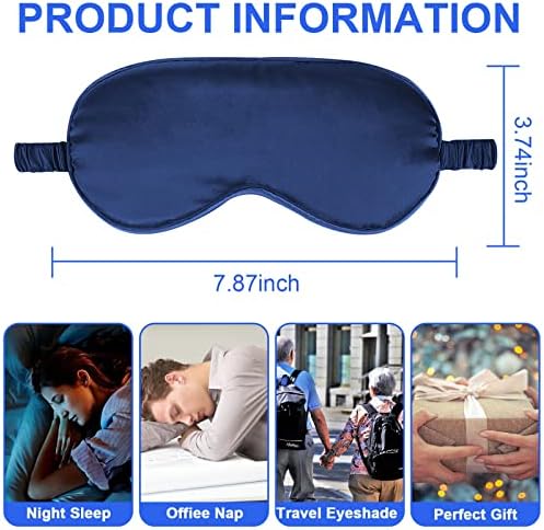 2Pack Silk Sleep Mask,Eye Mask for Sleeping,Elastic Blackout Eye Mask & Blindfold for Full Night's Sleep,Travel and Nap(Black+Navy Blue)