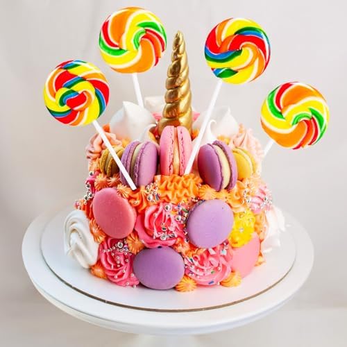 Rainbow Twisty & Swirl Lollipops 32 Pack, Unicorn Candy Swirl Lollipops Individually Wrapped Suckers, Rainbow Lollipop Candy Bulk for Birthday, Mixed Fruit Flavor