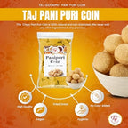 TAJ Pani Puri Coins | Flat Puri | Uncooked | Microwaveable | 7oz (200g)