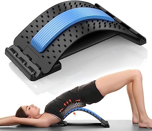 Back Stretcher Magnetotherapy Multi-Level Adjustable Massager Waist Neck Fitness Lumbar Cervical Spine Support Pain Relief (Green)