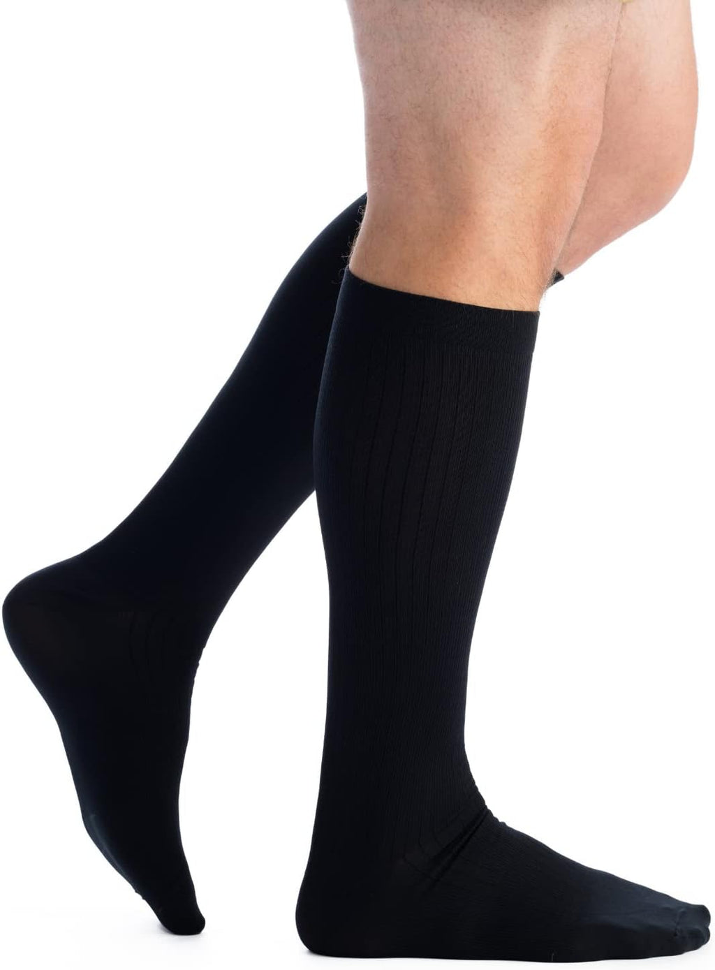 EvoNation Men’s USA made Knee High 20-30 mmHg Graduated Compression Socks – Moderate Pressure Compression Garment, Black, Large