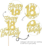 1 PCS Happy 18th Birthday Cake Topper Glitter Cheers to 18 Years Birthday Cake Pick Eighteen Hello 18 Fabulous Cake Decoration for Happy 18th Birthday Anniversary Party Decorations Supplies Gold