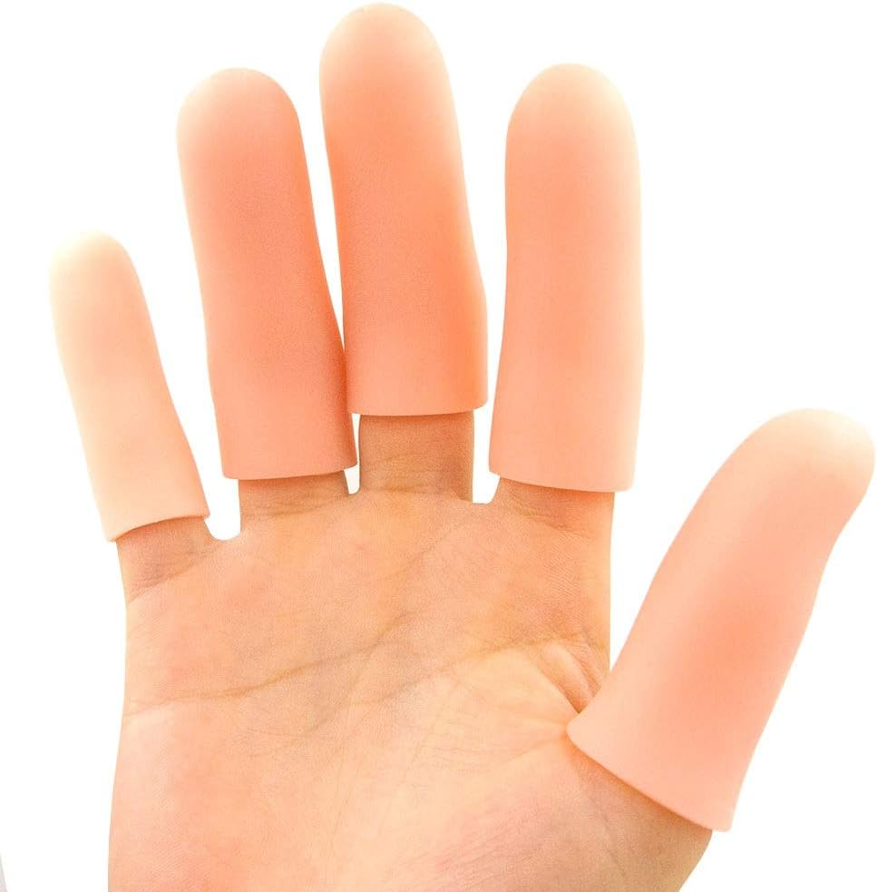 JKcare Large Finger Cots, 10 Pack Silicone Finger Sleeves Support for Trigger Finger & Arthritis - Covers Protector for Cracked, Corn & Callus Pain Relief
