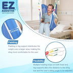 EZ Assistive Patient Lift Sling with Commode Opening, Patient Aid Full Body Mesh Toileting Sling, 500lbs Weight Capacity (Large-Opening-Blue)
