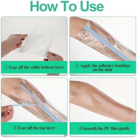 25 Pcs Adhesive Waterproof Bandages 10x12 inch Water Proof Bandages Surgery Incisions Protector, Second Skin Tattoo Cover Stretch Transparent Film Dressing Waterproof Medical Tape for Shower Swimming