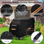 Upgraded Mobility Scooter Storage Cover,SRIMMIT Heavy Duty 420D Oxford Fabric Electric Scooter Cover, Waterproof,Anti-UV,Durable with Waterproof Strip,Reflective Strips,3 Buckles(L49"x 23"x 39"）