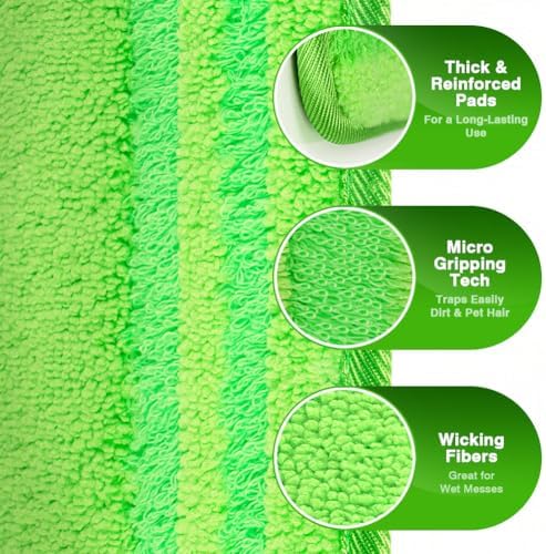 4Pack Microfiber Mop Pads, Reusable and Machine Washable Pad Refills, Mop Head Replacements Perfect for Wet and Dry Floor Cleaning