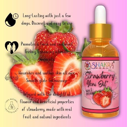 Yoni Oil Strawberry 30ml Body Massage Oil. Balance PH, Unisex Flavour, Smell, Freshen Skin, Hygiene, Scent, Taste & Moisturise *Organic Vegan*