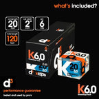 d3 K6.0 Kinesiology Tape - 2in x 20ft Electric Blue (6 Rolls) Latex-Free Hypoallergenic Joint Muscle Sports Medical Injury Support