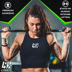 Weightlifting Hook Grip Tape w/Premium Adhesive for Olympic Weight Lift, Cross Fitness, Lifting, Stretch Athletic Finger Wrap, Protects Thumb Fingers Hand, Enhances Grip