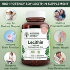 Natural Nutra Soy Lecithin 1200 mg Dietary Supplement - Brain Function, Liver Health, Hepls Breast Health, Memory Boosting Supplement - Gluten-Free, BPA-Free, 100 Softgels in Recyclable Glass Bottles