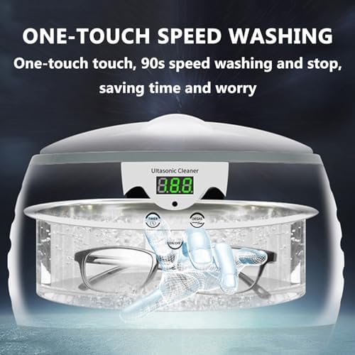 Ultrasonic Cleaning Machine, Digital Ultrasonic Parts Cleaner, Capacity 600ml, Adjustable Time of 8 Minutes/5 Time Periods, for Professional Tools,Metal Parts,Jewelry,Eyeglasses