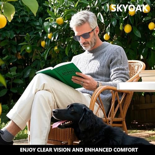 SKYOAK 2 Pack Premium Reader Sunglasses for Men with UV400 Protection Outdoors, TR90 Lightweight Tinted Reading Glasses