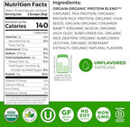 Orgain Organic Vegan Protein Powder, Natural Unsweetened - 21g of Unflavored Plant Protein, 4g Prebiotic Fiber, Low Net Carbs, No Added Sugar, Non-GMO, For Shakes & Recipes, 1.59 lb