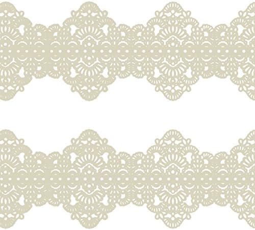 Funshowcase Large Pre-Made Ready to Use Edible Cake Lace Art Nouveau Style Applique Ivory White 14-inch 10-piece Set