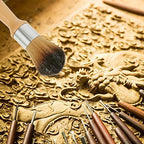 Vaguelly Statue Cleaning Brush with Wooden Handle Figurines Model Cleaner Dusting Brush for Figures Statues Musical Instrument